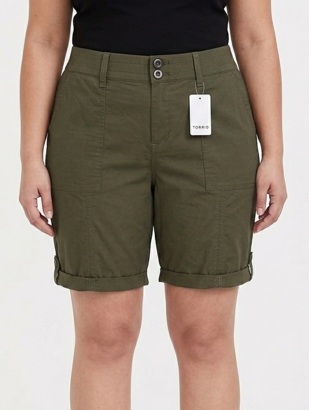 Olive Utility Mid-Rise Women’s Shorts Torrid 24